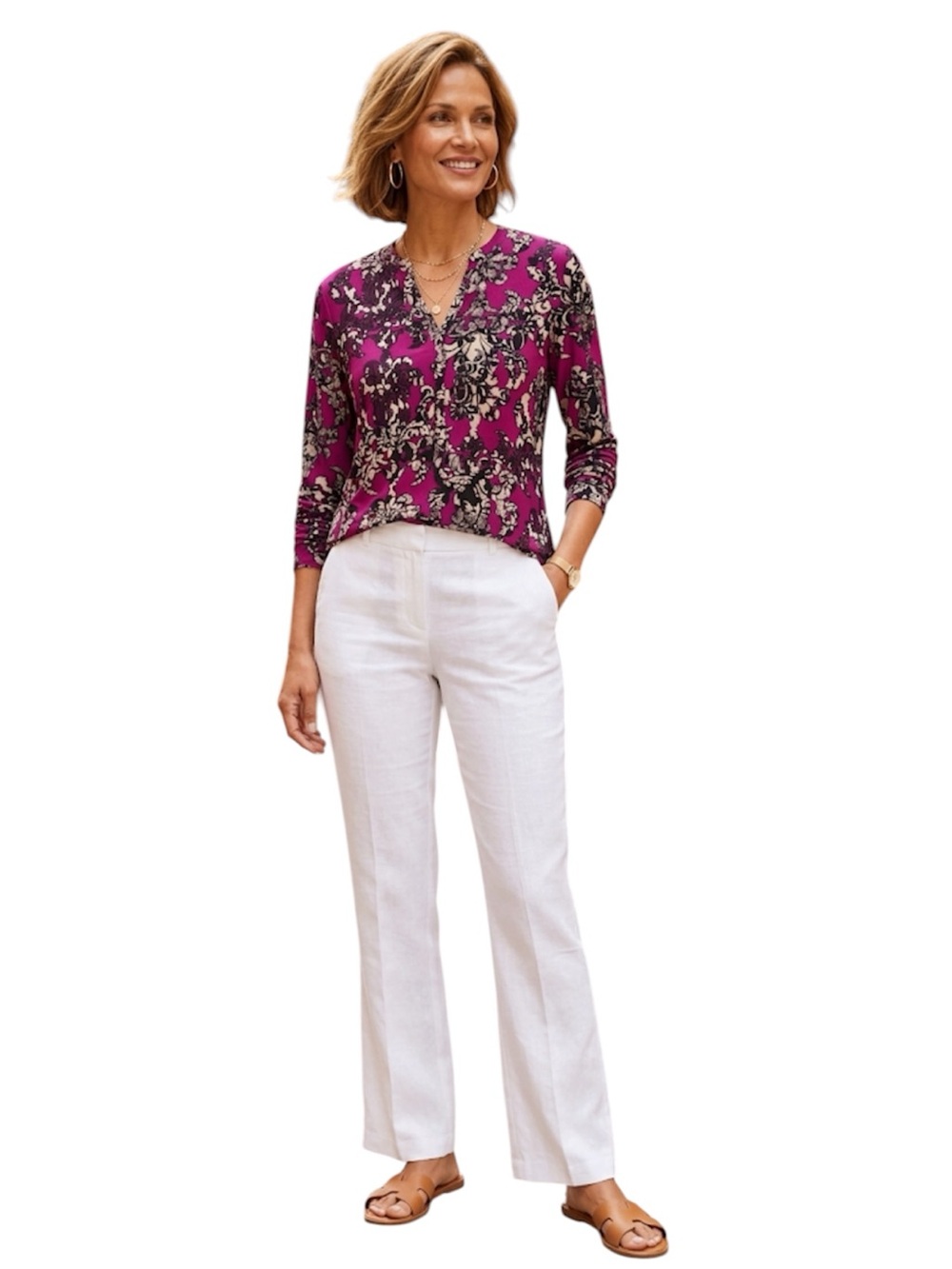 Dana Buchman Purple flower Print Blouse Size:Small - Picture 5 of 5